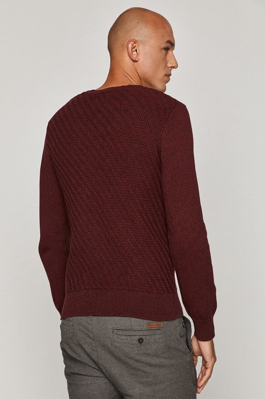 Bawełniany sweter męski z ozdobnym splotem bordowy 100 % Bawełna