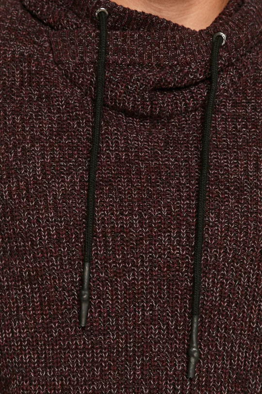 Sweter męski z kapturem bordowy