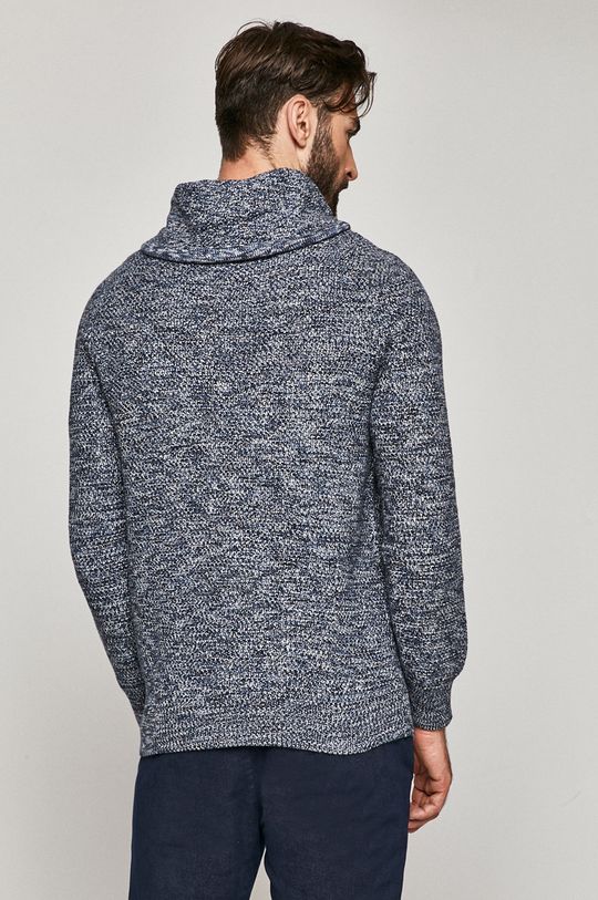 Sweter męski z wzorzystej dzianiny niebieski 100 % Bawełna