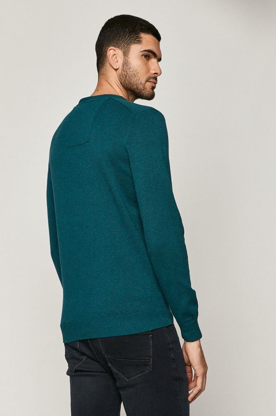 Sweter męski bawełniany z dekoltem V zielony 100 % Bawełna