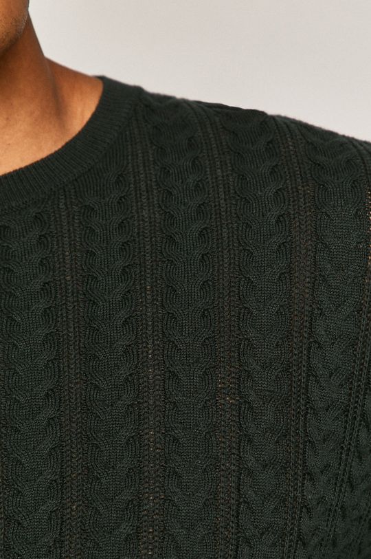Sweter męski ze splotem zielony Męski