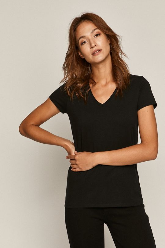 czarny T-shirt damski z bawełny organicznej czarny Damski