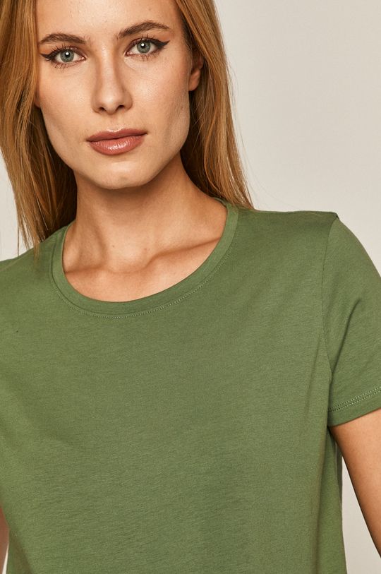 brązowa zieleń T-shirt damski z bawełny organicznej zielony