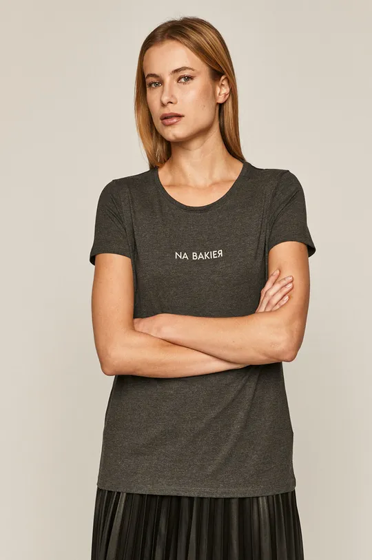 szary T-shirt damski z bawełny organicznej szary