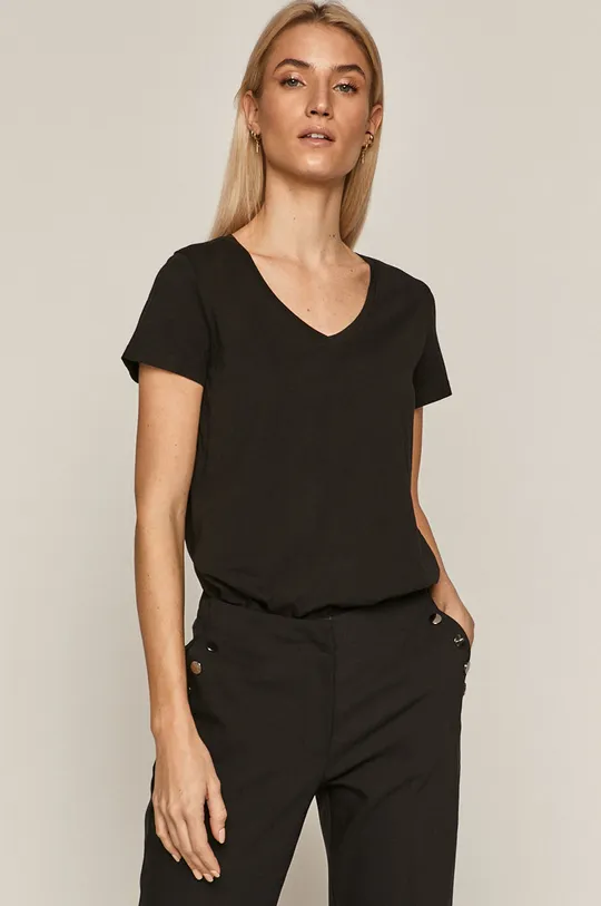czarny T-shirt damski z bawełny organicznej czarny