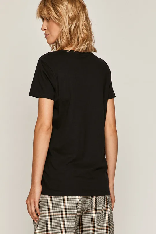 T-shirt damski z kieszonką czarny 100 % Bawełna