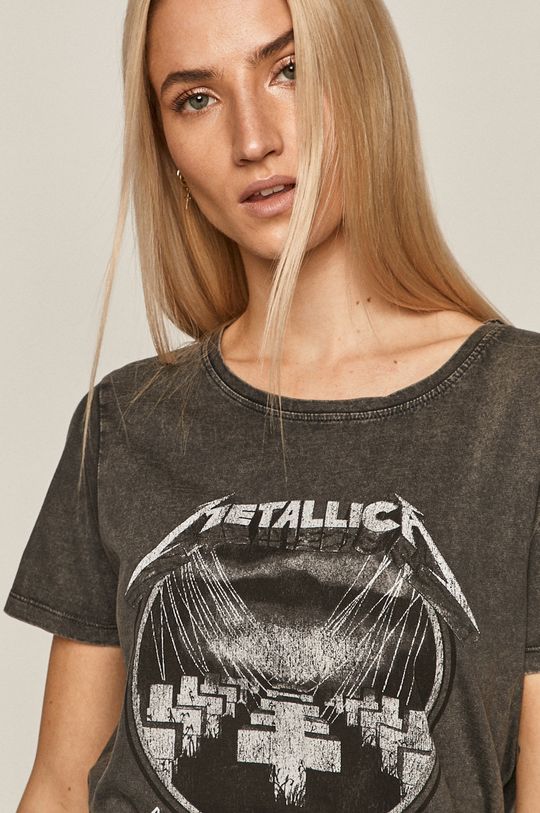 grafitowy T-shirt damski Metallica z nadrukiem szary Damski