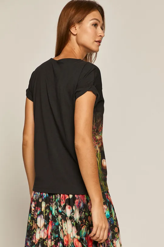 T-shirt damski z bawełny organicznej czarny 100 % Bawełna organiczna