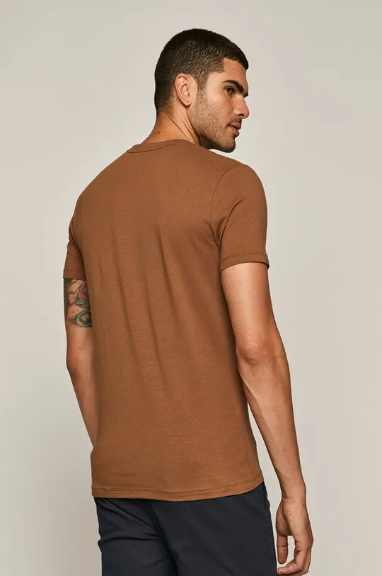 T-shirt męski brązowy 60 % Bawełna, 5 % Elastan, 35 % Poliester