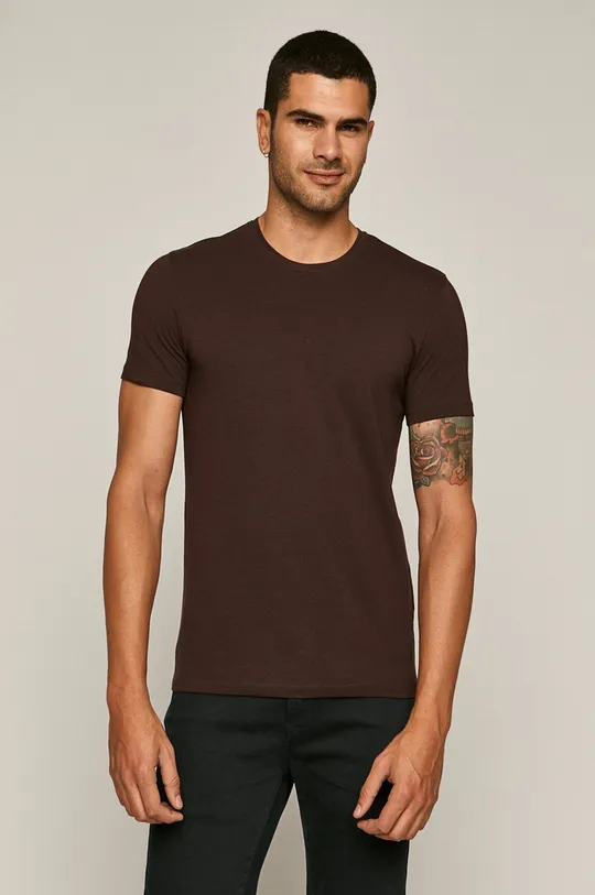 bordowy T-shirt męski brązowy