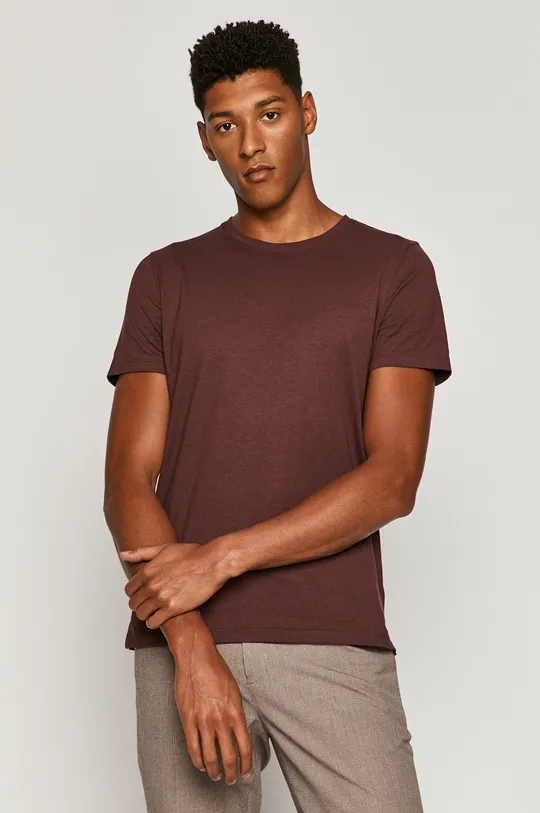 bordowy T-shirt męski Basic brązowy Męski
