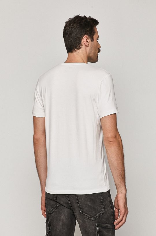 T-shirt męski Basic ze spiczastym dekoltem biały 60 % Bawełna, 5 % Elastan, 35 % Poliester