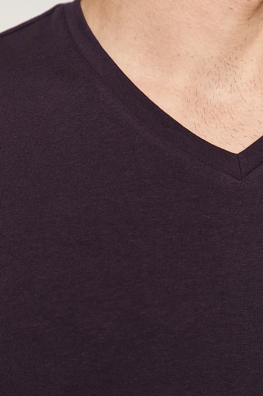 T-shirt męski Basic ze spiczastym dekoltem fioletowy Męski