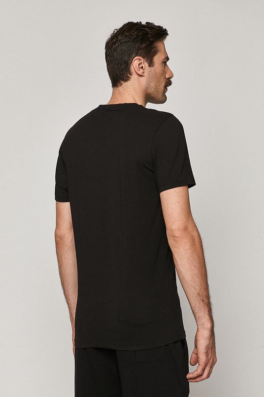 T-shirt męski Basic ze spiczastym dekoltem czarny 60 % Bawełna, 5 % Elastan, 35 % Poliester