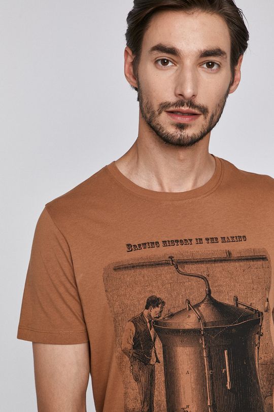 T-shirt męski z bawełny organicznej brązowy Męski