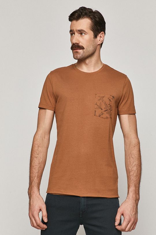 złoty brąz T-shirt męski z bawełny organicznej brązowy