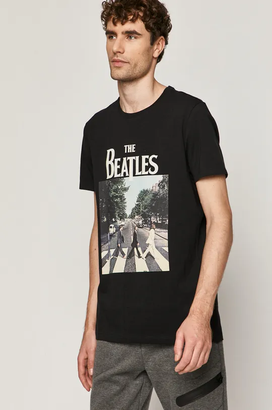 czarny T-shirt męski z nadrukiem The Beatles czarny Męski