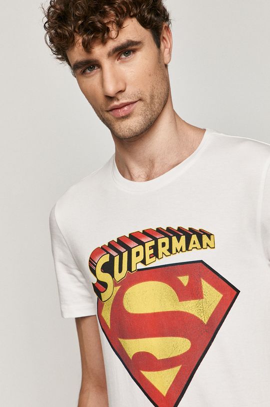 biały Bawełniany t-shirt męski z nadrukiem Superman biały Męski