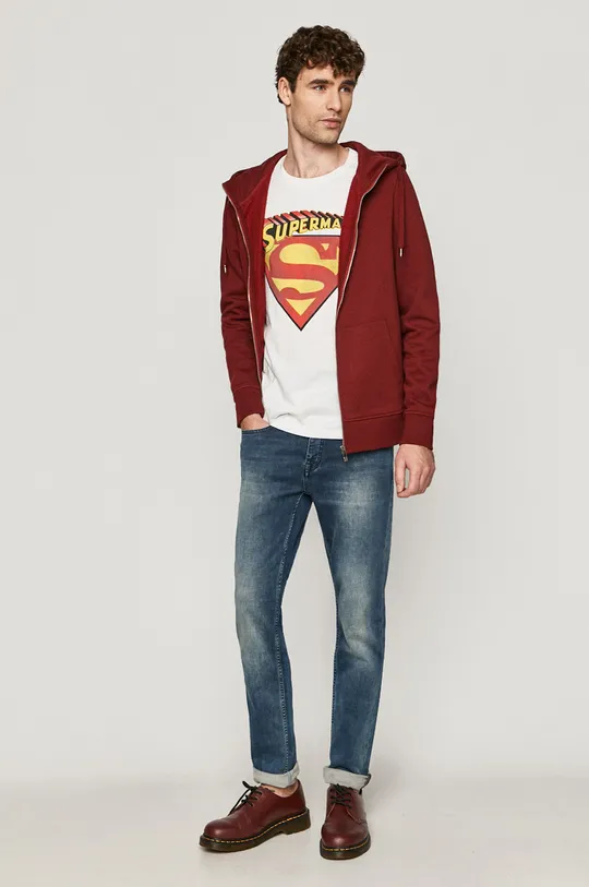Bawełniany t-shirt męski z nadrukiem Superman biały biały