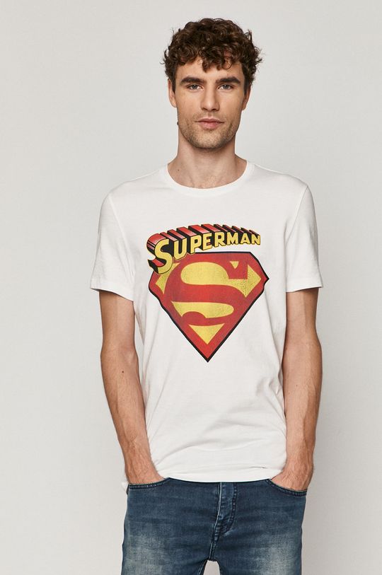 biały Bawełniany t-shirt męski z nadrukiem Superman biały