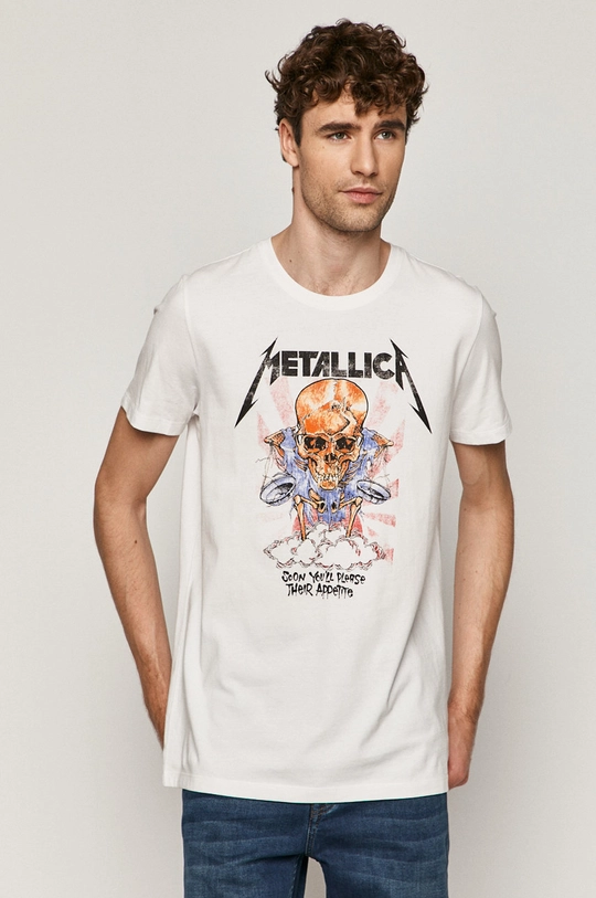 T-shirt męski Metallica z nadrukiem biały biały