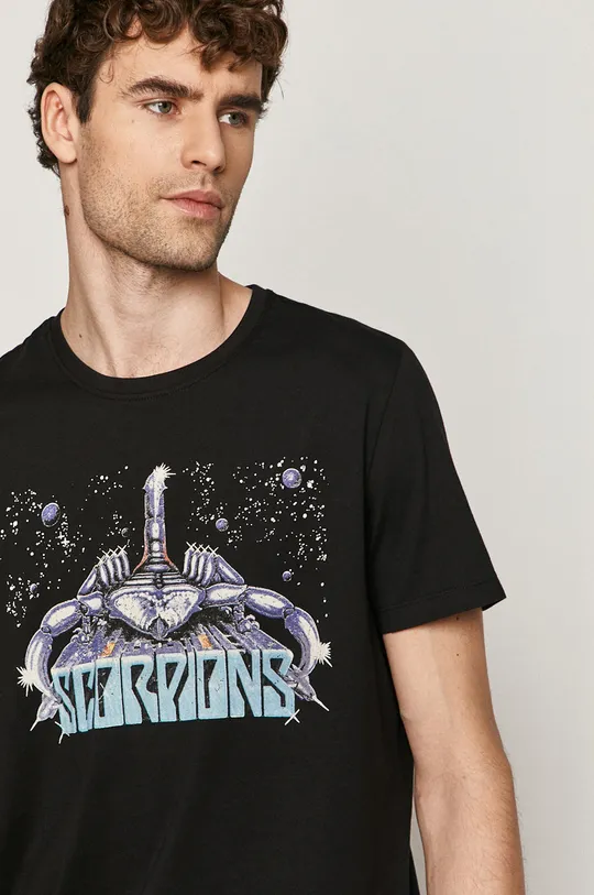 T-shirt męski Scorpions z nadrukiem czarny Męski
