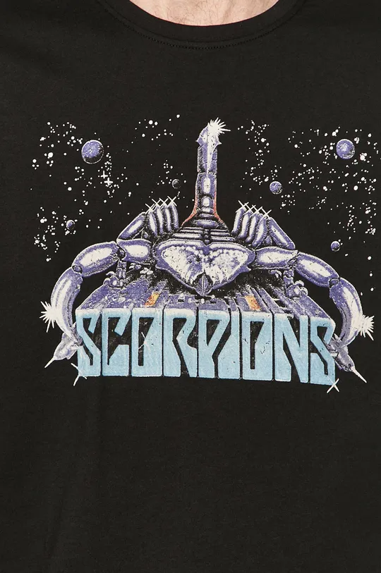 T-shirt męski Scorpions z nadrukiem czarny