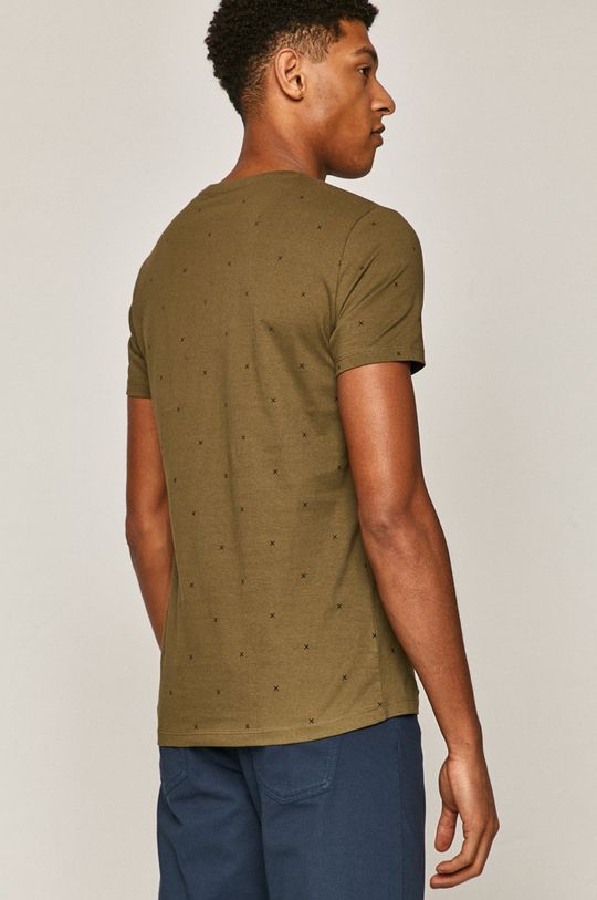 T-shirt męski bawełniany w drobny wzór zielony 100 % Bawełna