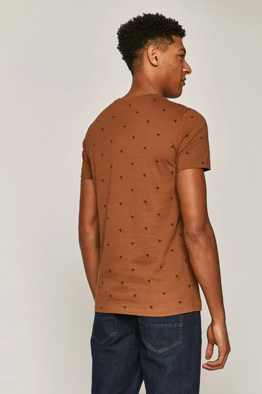 T-shirt męski bawełniany w drobny wzór brązowy 100 % Bawełna