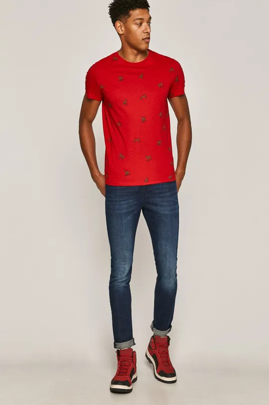 T-shirt męski Xmass z bawełny organicznej czerwony czerwony
