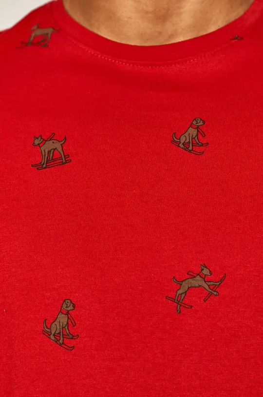 T-shirt męski Xmass z bawełny organicznej czerwony Męski