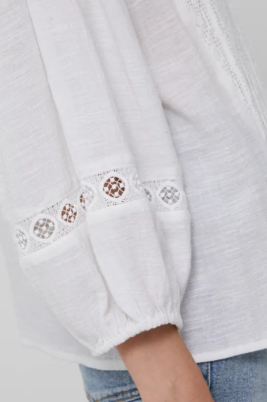 Bluzka bawełniana damska z haftem biała Damski