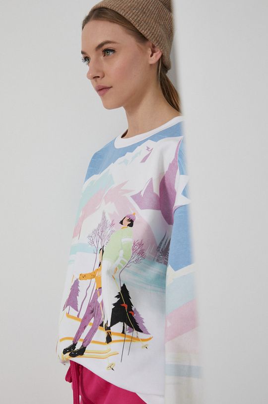 multicolor Bluza damska bawełniana z motywem zimowym