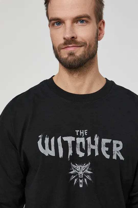 czarny Longsleeve bawełniany męski z kolekcji The Witcher czarny