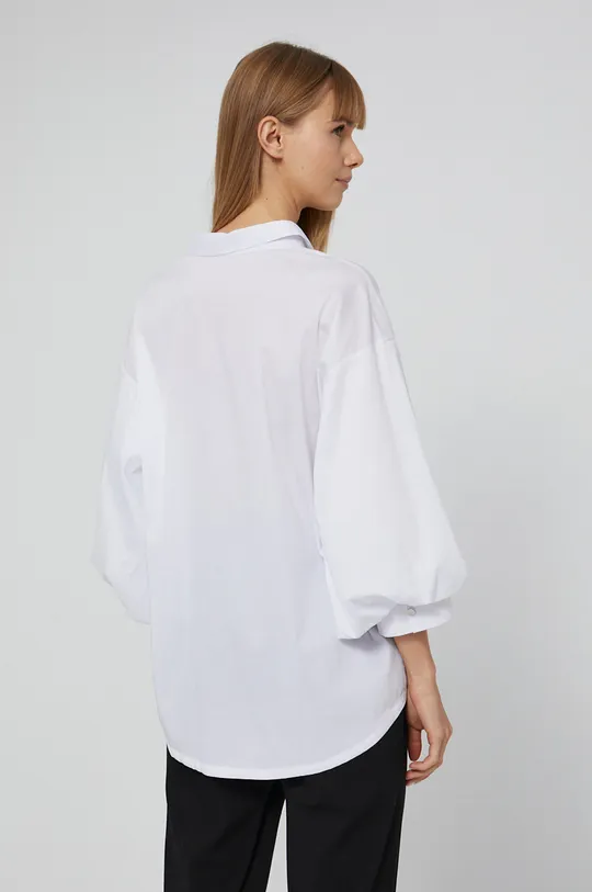 Koszula z gładkiej tkaniny damska biała 68 % Bawełna, 3 % Elastan, 29 % Poliamid