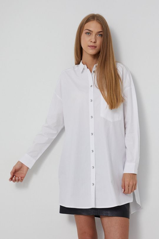 biały Koszula damska z bawełny organicznej biała Damski