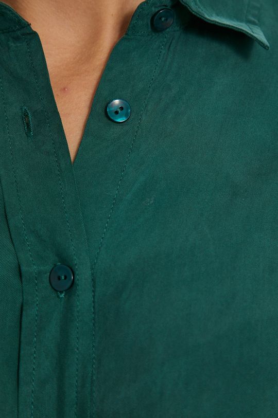 Koszula damska z gładkiej tkaniny turkusowa ciemny turkusowy