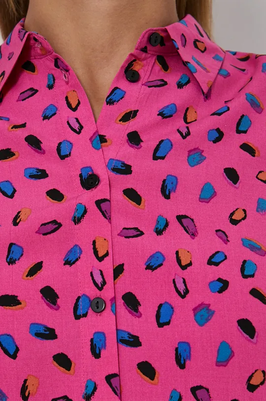 Koszula damska z wzorzystej tkaniny różowa różowy