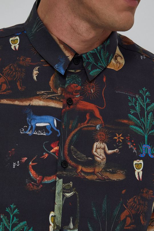 Koszula męska z wzorzystej tkaniny multicolor
