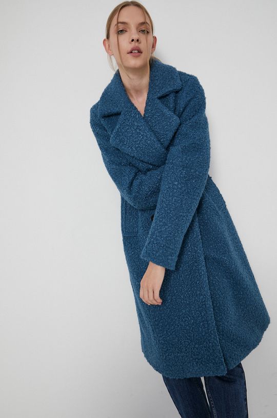 Płaszcz  z gładkiego materiału damski niebieski Damski