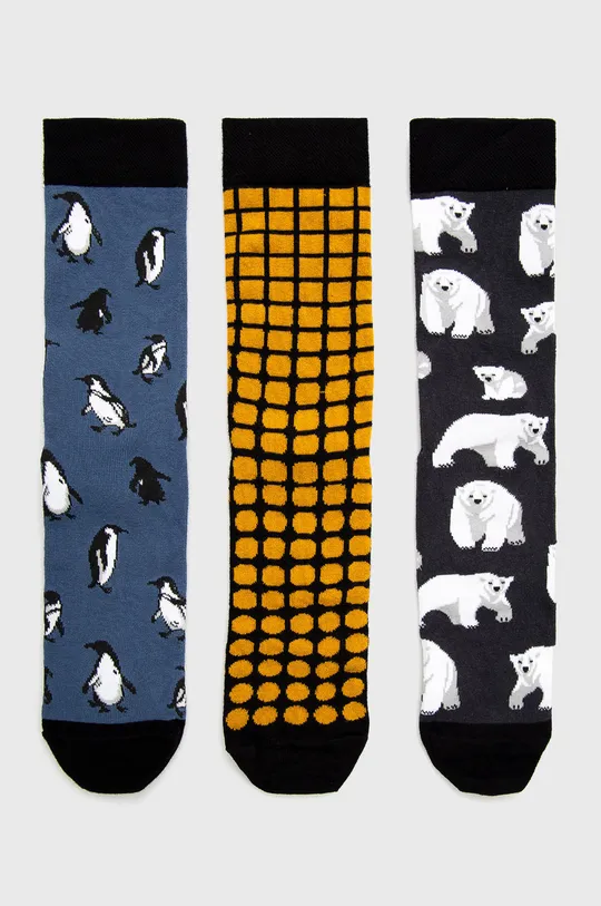 multicolor Skarpetki męskie w pingwiny i niedźwiedzie (3-pack) Męski