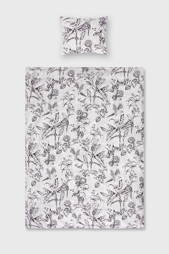 biały Komplet pościeli bawełnianej wzorzyty 150 x 200 cm biały Unisex