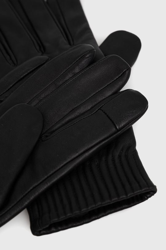 Rękawiczki skórzane damskie czarne czarny