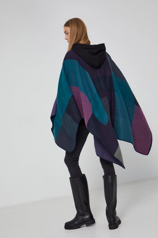 Poncho damskie w bloki kolorów multicolor