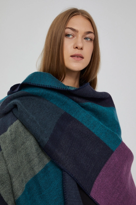 multicolor Poncho damskie w bloki kolorów