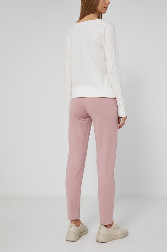 Spodnie dresowe z gładkiej dzianiny damskie  różowe 95 % Bawełna, 5 % Elastan