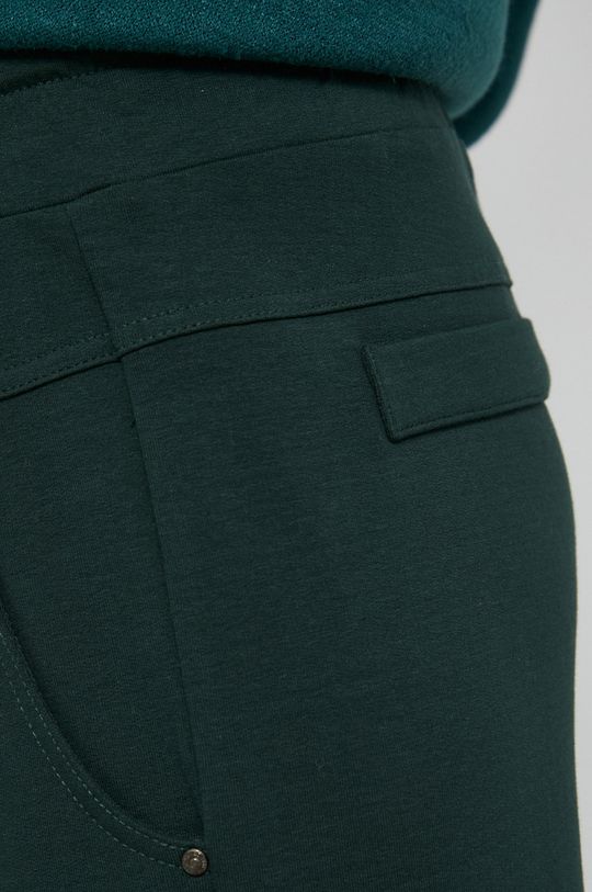 Spodnie dresowe z gładkiej dzianiny damskie zielone Damski