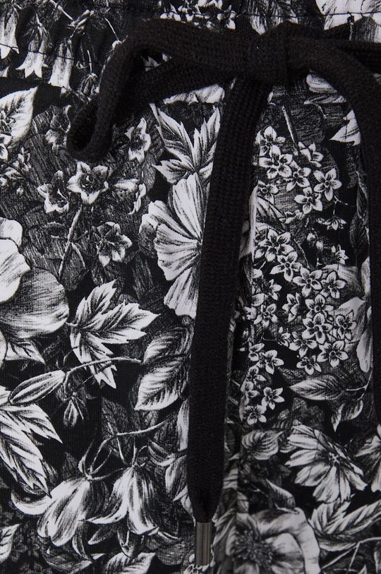 czarny Spodnie dresowe damskie w kwiatowy wzór czarne