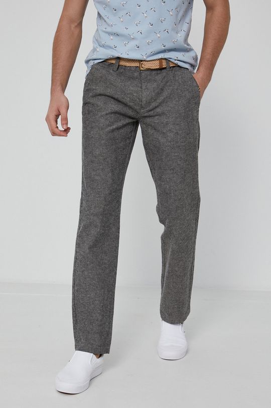 szary Spodnie męskie z lnu i bawełny organicznej szare Męski