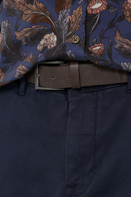 granatowy Spodnie męskie chino z paskiem granatowe